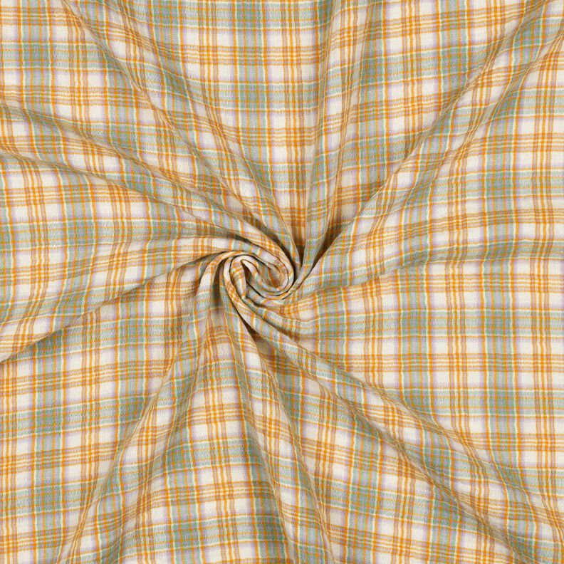 Musselin/ Doppel-Krinkel Gewebe Karo | Poppy Fabrics – currygelb/salbei,  image number 3