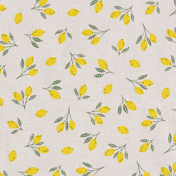 Dekostoff Halbpanama Mini Zitronen – gelb/natur,  image number 1
