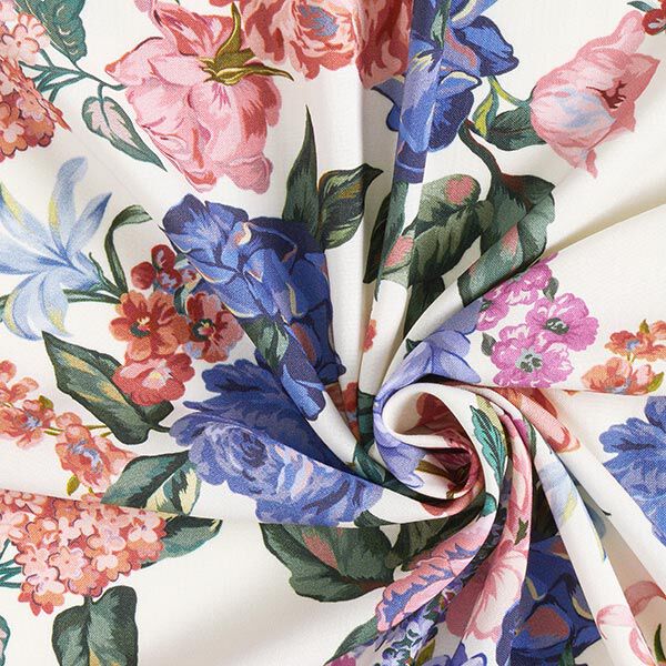 Blusenstoff Viskose bunte Kletterrosen – wollweiss, image number 3