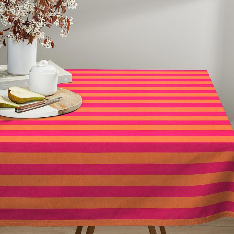 Dekostoff Halbpanama Blockstreifen – intensiv pink/orange,  image number 9