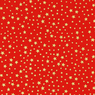 Baumwollstoff Cretonne weihnachtlicher Sternenhimmel klein – rot/gold, 