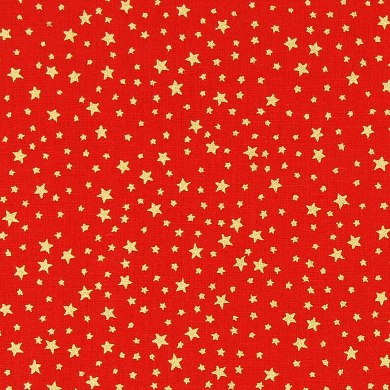 Baumwollstoff Cretonne weihnachtlicher Sternenhimmel klein – rot/gold, image number 1