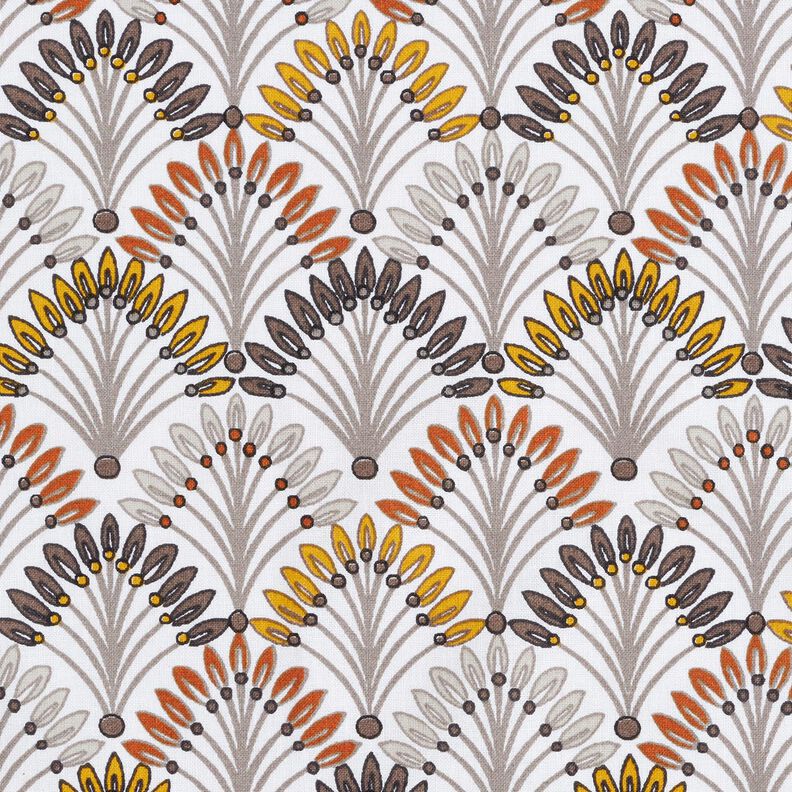 Baumwollstoff Cretonne Fächer – taupe/elfenbein,  image number 1