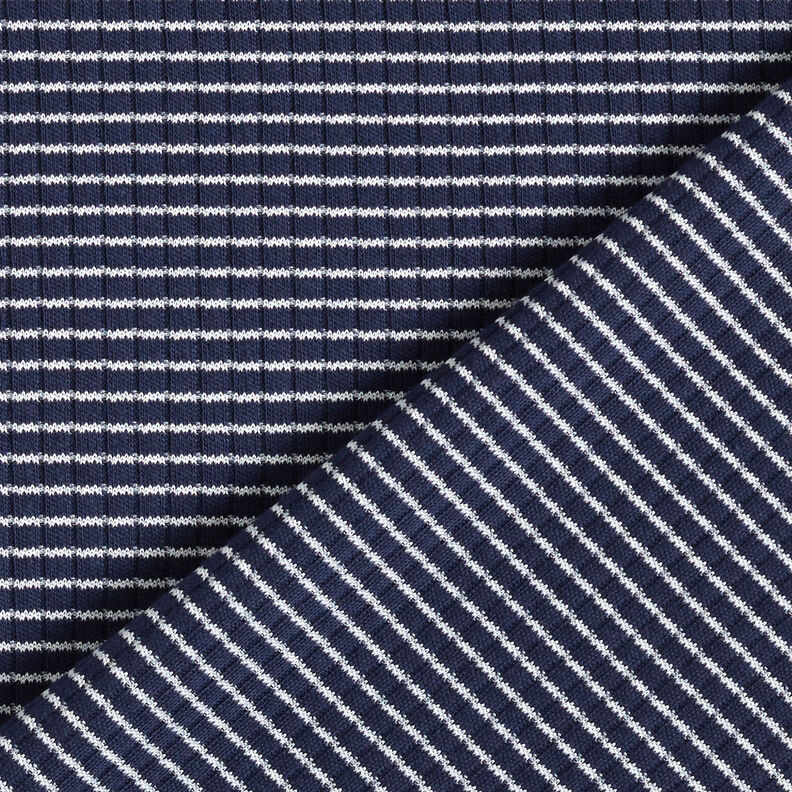 Rippenjersey Mini Streifen – marineblau/weiss,  image number 5