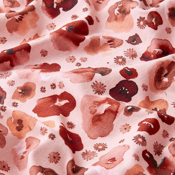 GOTS Baumwolljersey Aquarell Mohnblumen & Margeriten – altrosa, image number 2
