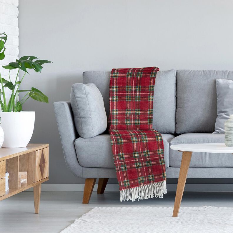 Kuschelfleece klassisches Karo – dunkelrot/tannengrün,  image number 5