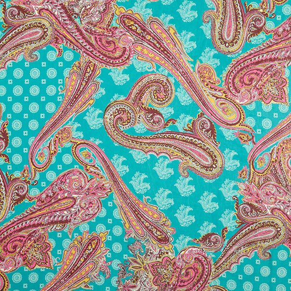 Chiffon Paisley – petrol | Reststück 50cm