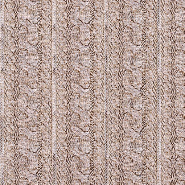 French Terry Sommersweat Zopfmuster Druck – dunkelbeige | Reststück 50cm