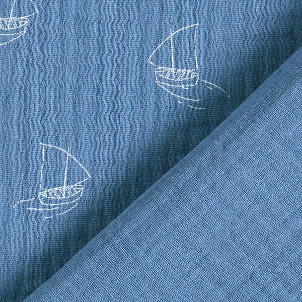 Musselin/ Doppel-Krinkel Gewebe Bötchen – jeansblau, image number 4