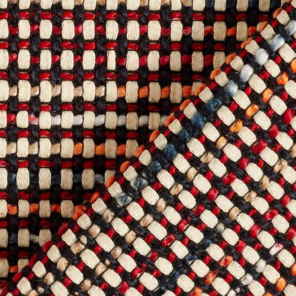 Grobes Leinwandgewebe Kästchen – marineblau/rot, image number 4