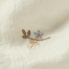 Krinkel Voile Blumenstickerei – wollweiss/hellbraun, 