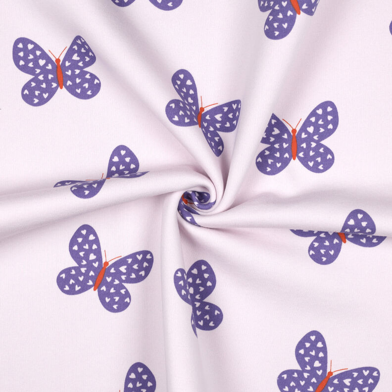 Sweatshirt angeraut große Schmetterlinge | Poppy Fabrics – pastellflieder/blaulila,  image number 3