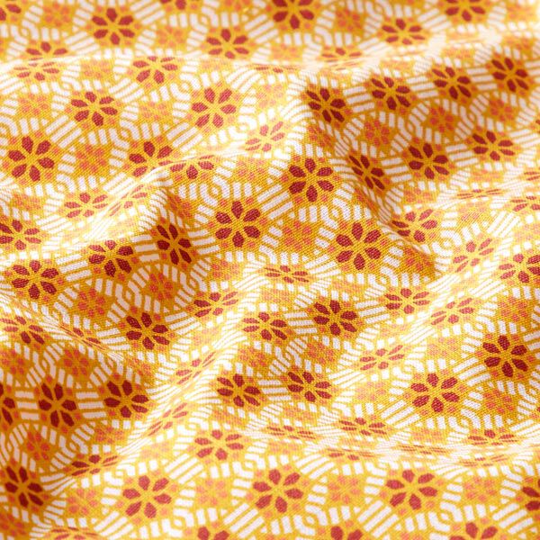 Baumwollstoff Cretonne Kaleidoskop – senf | Reststück 60cm