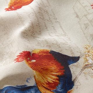 Dekostoff Canvas Hahn und Schrift – natur, 