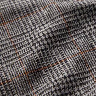 Wollstoff Glencheck – dunkelgrau/orange, 