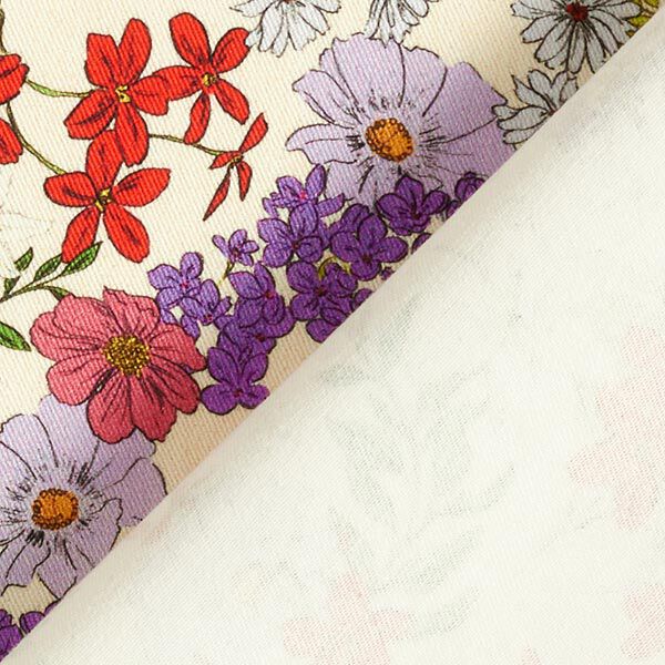 Baumwoll Stretch liebliche Blumen – wollweiss | Reststück 50cm