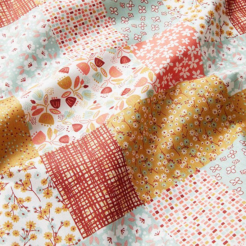 Baumwollstoff Cretonne Patchwork-Look – weiss/lachs,  image number 2