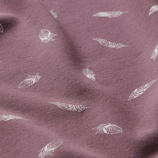 Baumwolljersey Federn – aubergine, 