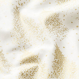 Baumwollstoff Popeline Tannenbäume Goldstaub – wollweiss/gold, 
