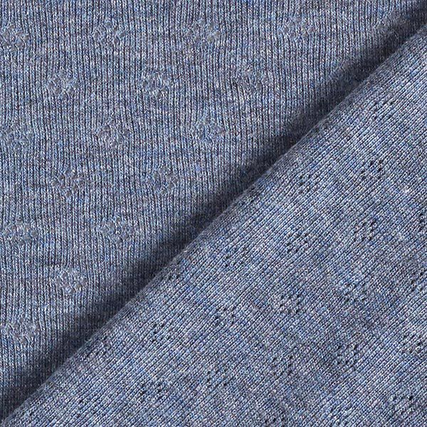 Feinstrickjersey mit Lochmuster Melange – jeansblau