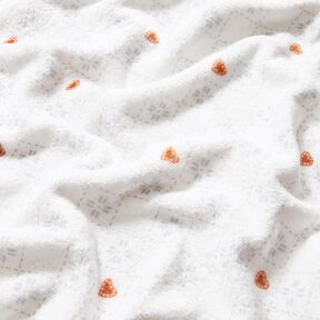 Kuschelfleece Rauten und Herzen – elfenbein/kupfer, 