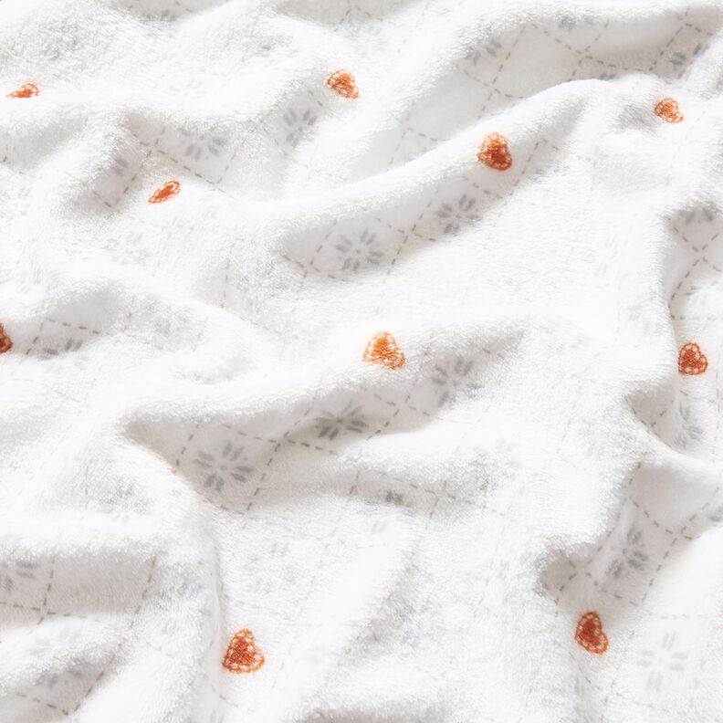 Kuschelfleece Rauten und Herzen – elfenbein/kupfer,  image number 2