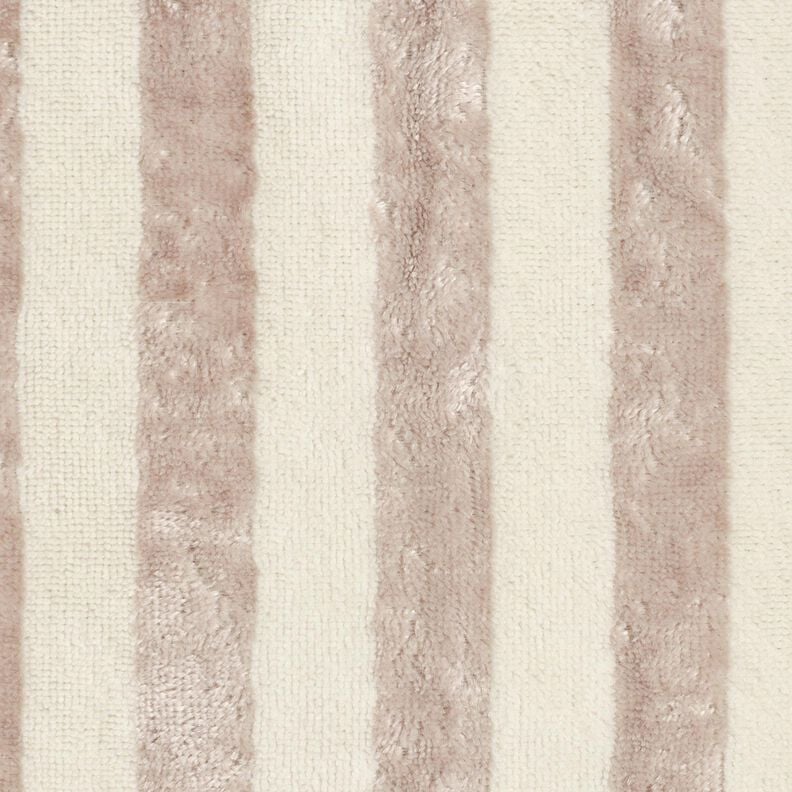 Frotteestoff Bambus Blockstreifen – mandel/helltaupe, image number 1