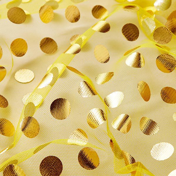 Tüll Glitzerpunkte – gold metallic | Reststück 100cm