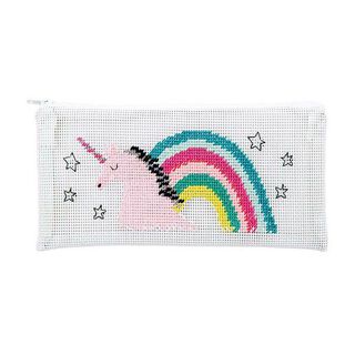 Stickpackung Einhorn Etui 10x21 cm | Rico Design – weiss/rosa, 