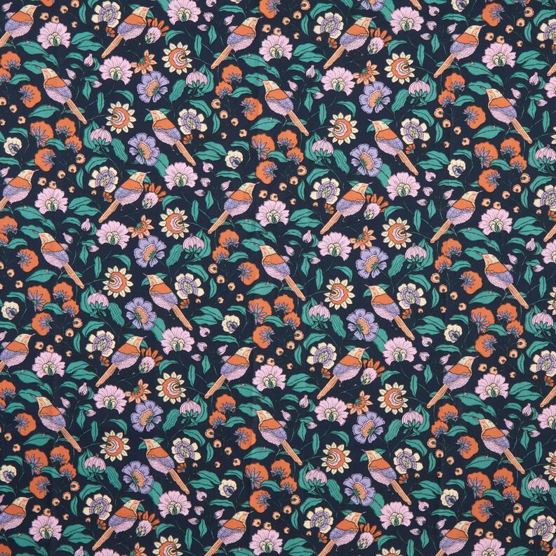Beschichtete Baumwolle Blumenmeer – nachtblau,  image number 1