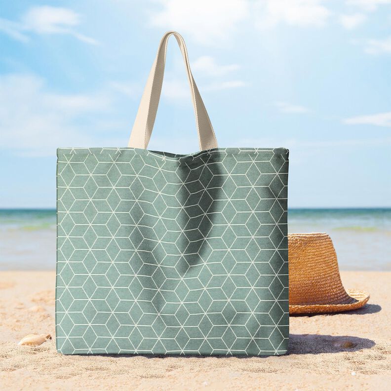 Dekostoff Jacquard moderne Würfel – schilf/elfenbein,  image number 7