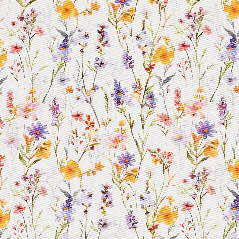 Dekostoff Baumwollköper Wildblumen – elfenbein/lila,  image number 1