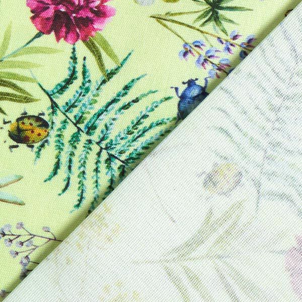 Outdoorstoff Canvas Wildblumen & Insekten – pastellgrün | Reststück 50cm