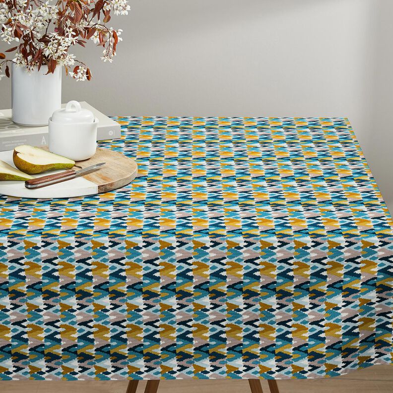 Baumwollstoff Cretonne Ethno-Druck – brilliantblau/senf, image number 8