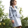 Denim Baumwoll-Mix Streifen | Poppy Fabrics – jeansblau/wollweiss,  thumbnail number 7