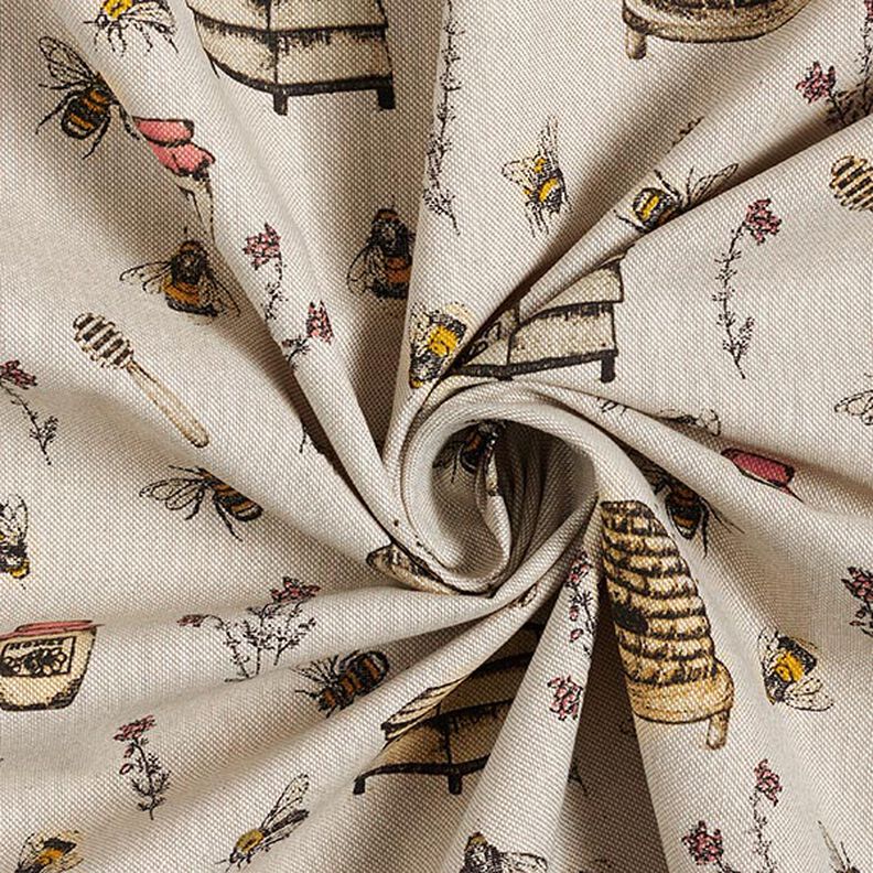 Dekostoff Halbpanama Bienen und Honig – natur,  image number 3