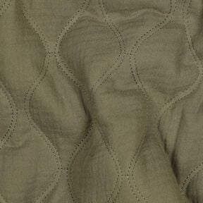 Steppstoff Musselin Wellen – hellkhaki, 