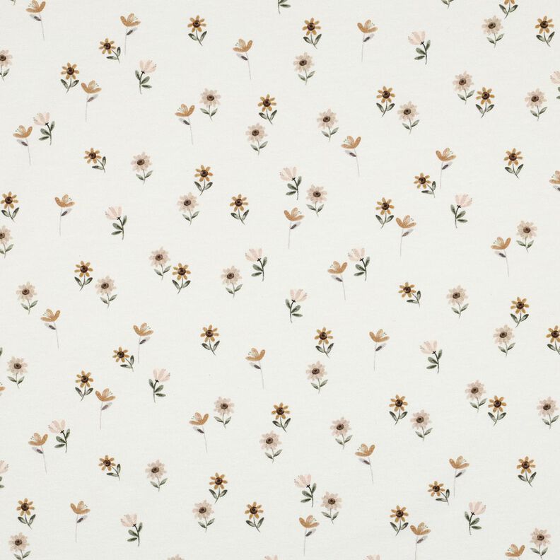Baumwolljersey süße Blumen Digitaldruck | Poppy Fabrics – elfenbein/karamell,  image number 1