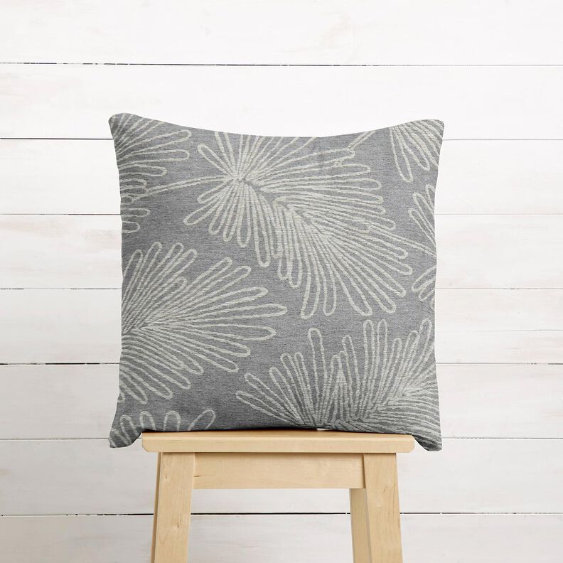 Dekostoff Jacquard Blätterkonturen – grau, image number 7