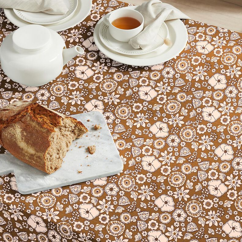 Baumwollstoff Cretonne Retro-Blumen – oliv/rosé, image number 5