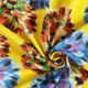 Baumwoll-Viskose-Mix Blumen Wachsmaloptik – sonnengelb,  thumbnail number 3