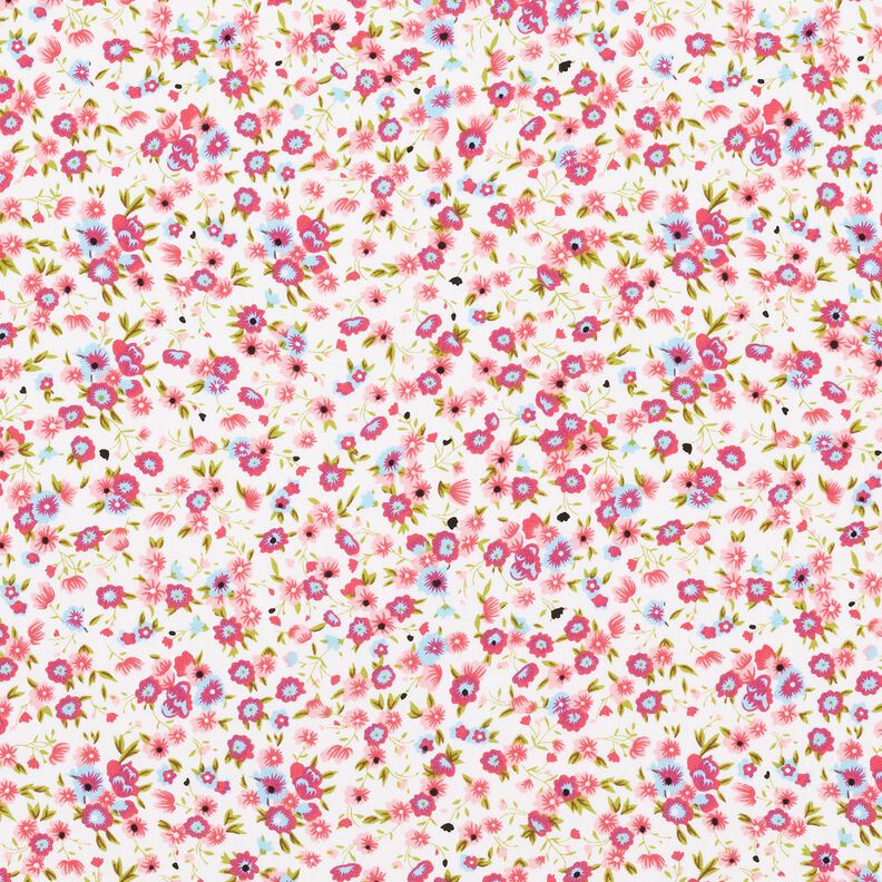 Baumwollpopeline Millefleurs – weiss/pink,  image number 1