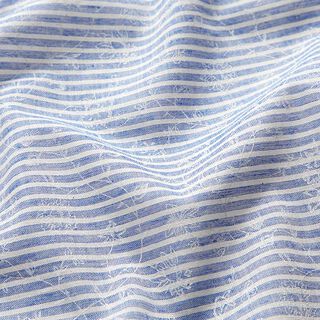 Chambray Querstreifen und Blumen – blau/weiss, 