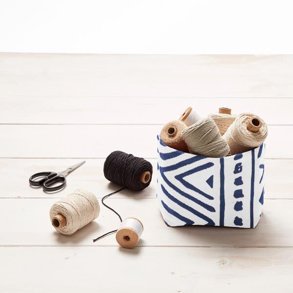 Dekostoff Canvas Ethno – marineblau/weiss | Reststück 50cm