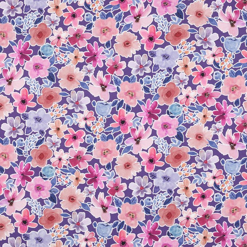 Baumwollpopeline Blumen | Poppy Fabrics – rotlila,  image number 1