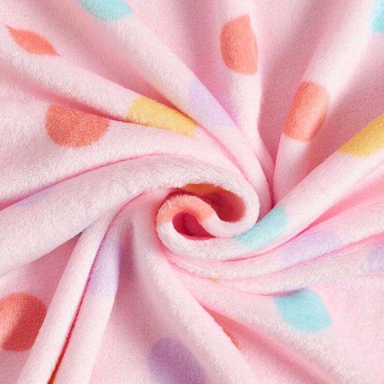 Kuschelfleece bunte Punkte – hellrosa,  image number 3