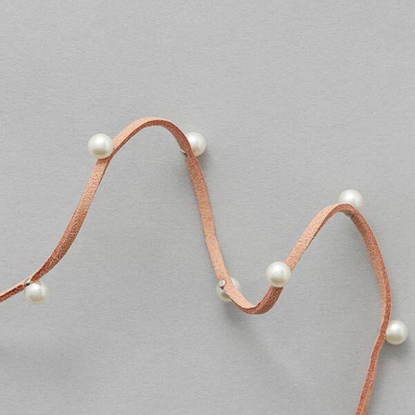 Kunstlederband mit Perlen [ 3 mm ] – rosé,  image number 3