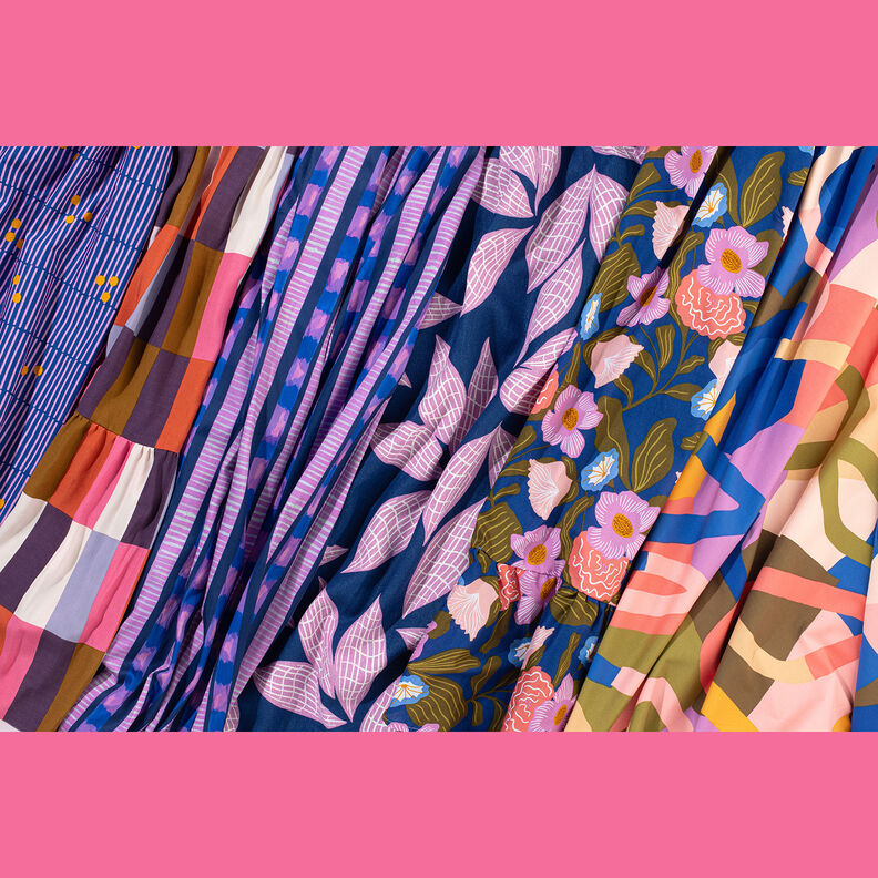 Baumwollsatin Streifen | Nerida Hansen – marineblau/pink,  image number 7