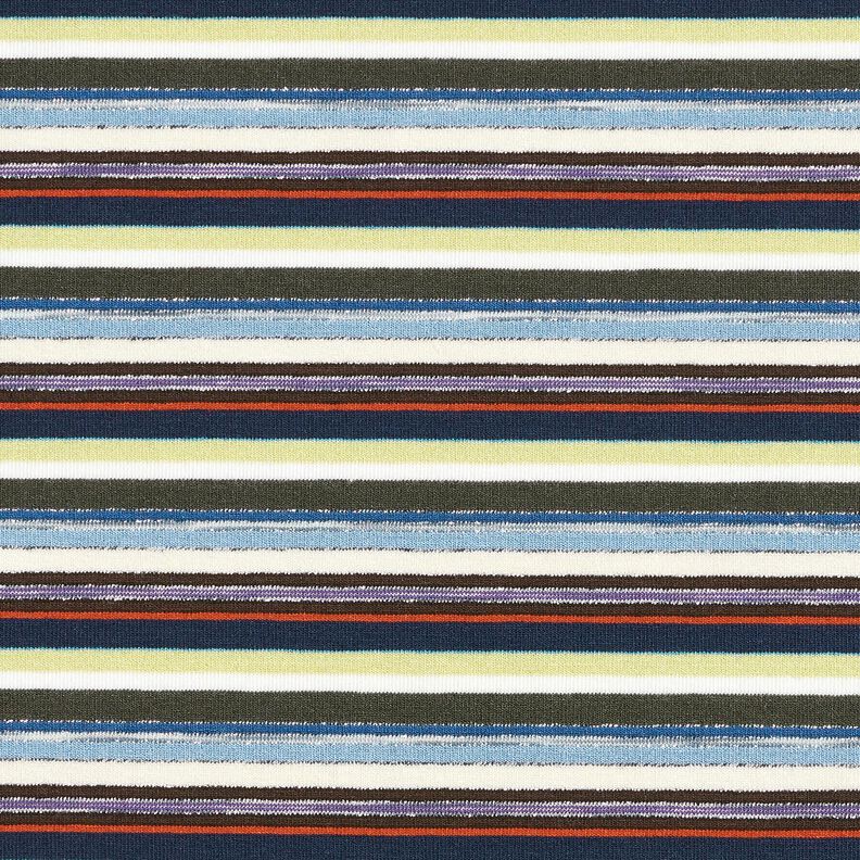 Viskosejersey bunte Streifen mit Glitzer – marineblau/lindgrün,  image number 1