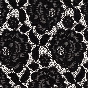 Elastische Spitze Blüten und Blätter – schwarz, 
